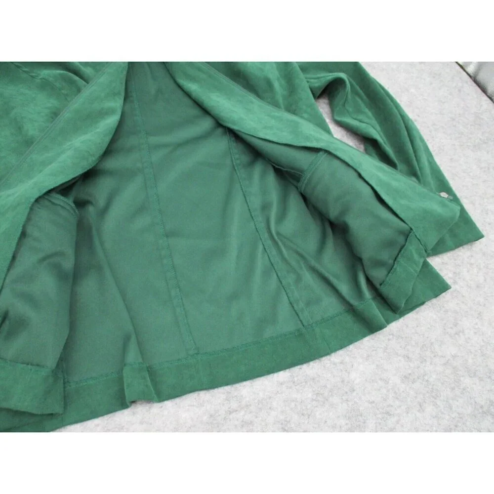 JM Collection Womens Blazer 18W Green Zip Up Long Sleeves Preppy Zip Pockets